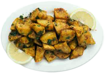 Roasted New Potatoes with Carmelized Onions and Truffle Oil